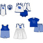 ( Moq 5 ) Baby Girls Toddler Sleeveless UK Dots Team Blue Ruffle Knee Length Dress