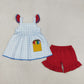 Sibling Baby Boys Girls Embroidery Pencil Plaid Tops Shorts Back to School Sets RTS