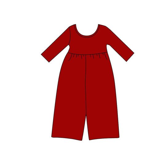 ( Moq 5 ) Preorder Baby Girls Kids Long Sleeves Red Pants Cotton Jumpsuit Clothes