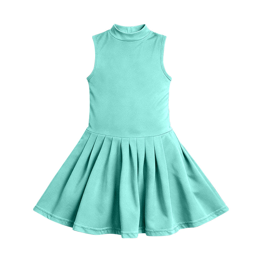 ( Moq 5 ) Preorder Baby Girls Sleeveless Green Shorts Knee Length Yoga Active Dress