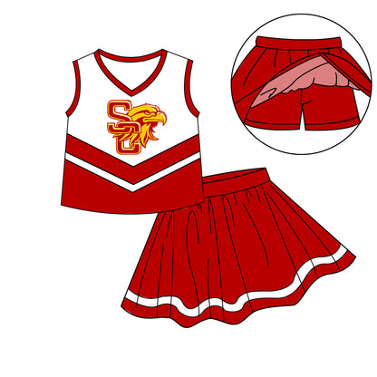 ( Moq 5 each style ) Baby Boy Girl  Team Cheer Sibling Shirt Bows Eagles Jumpsuit Dress Set 7.31