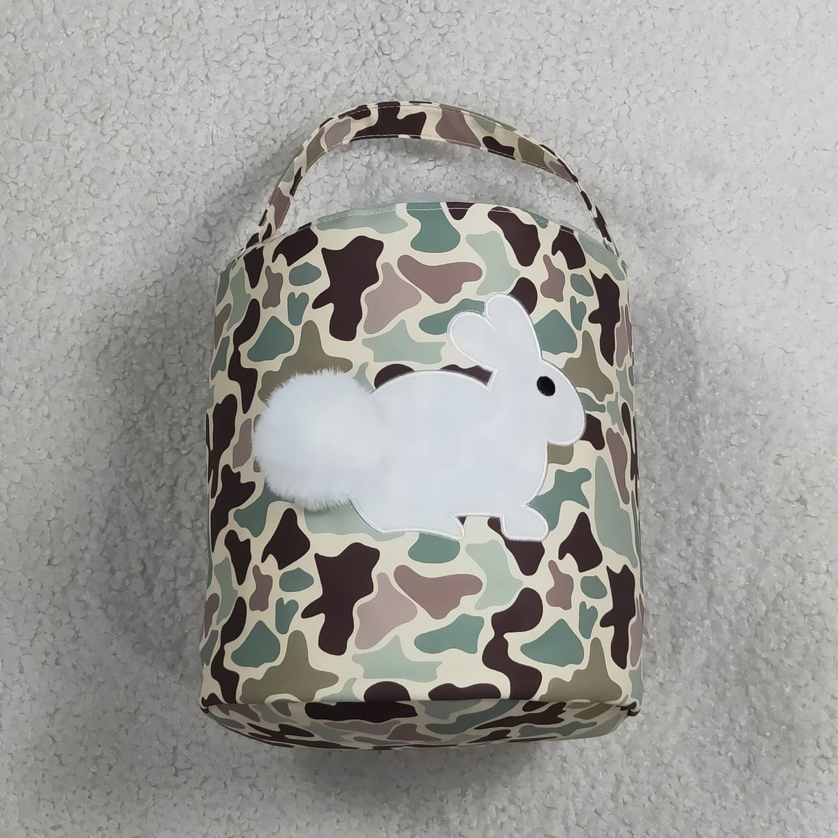 Baby Kids Toddler Embroidery Rabbit Camo Print Basket Easter Bag RTS