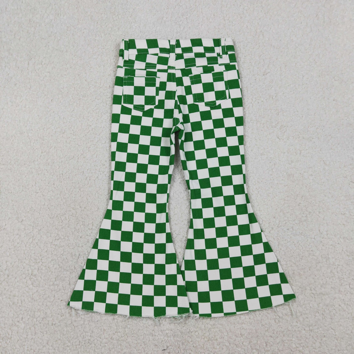 Girls Girls Kids Green Checkered Denim Bell Pants Jeans Bottoms RTS