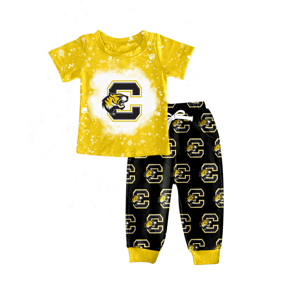 Baby Boy Yellow Tee Shirt Top Pants Team Set