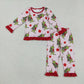 Baby Girl Long Sleeves Green Face Stars Shirt Pants Christmas Pajamas Set RTS