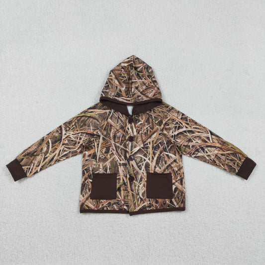 Baby Boys Kids Leaves Camo Hoodie Pockets Buttons Shirt Tops RTS