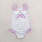 Baby Girls Sleeveless Flower 4th of July Purple Ruffle One-piece Swimsuit RTS