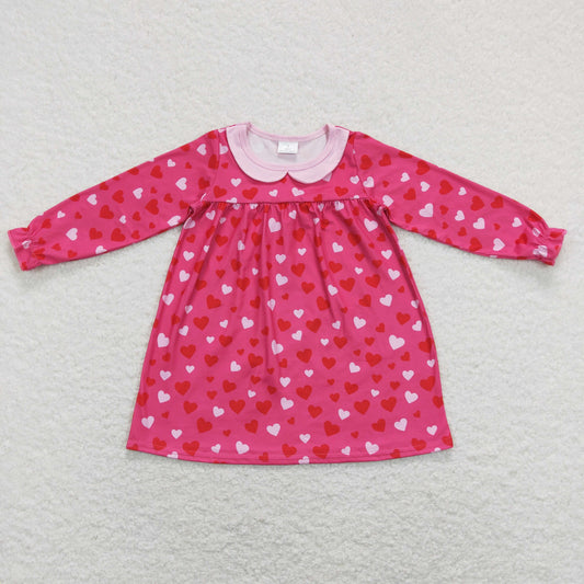 GLD0492 Baby Girl Long Sleeves Valentine's Hearts Dress
