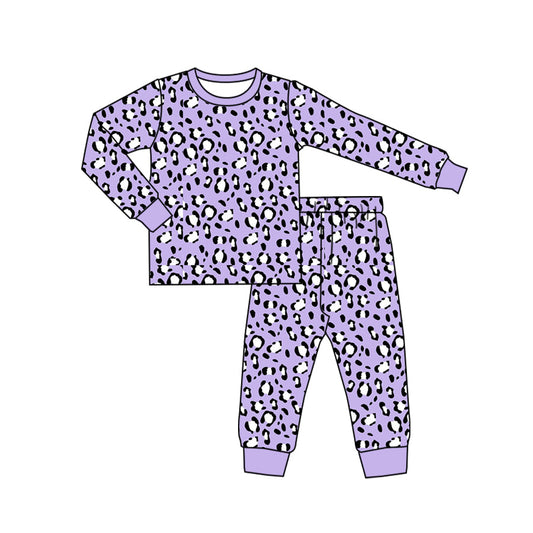 Baby Girl Purple Leopard Shirt Pants Pajamas Set