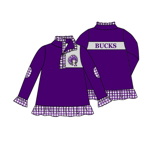 Baby Girl Purple Team Long Sleeve Pullover Tops