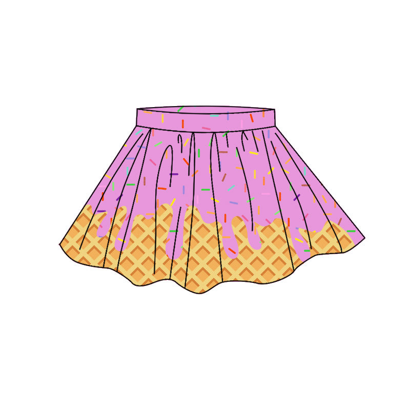 ( Moq 5 ) Preorder Baby Girls Kids Pink Sprinkles Drips Skirt Shorts Yoga Active Bottom Clothes
