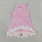 Baby Girls Sleeveless Bows Yoga Shorts Ruffle Knee Length Pink Dress RTS