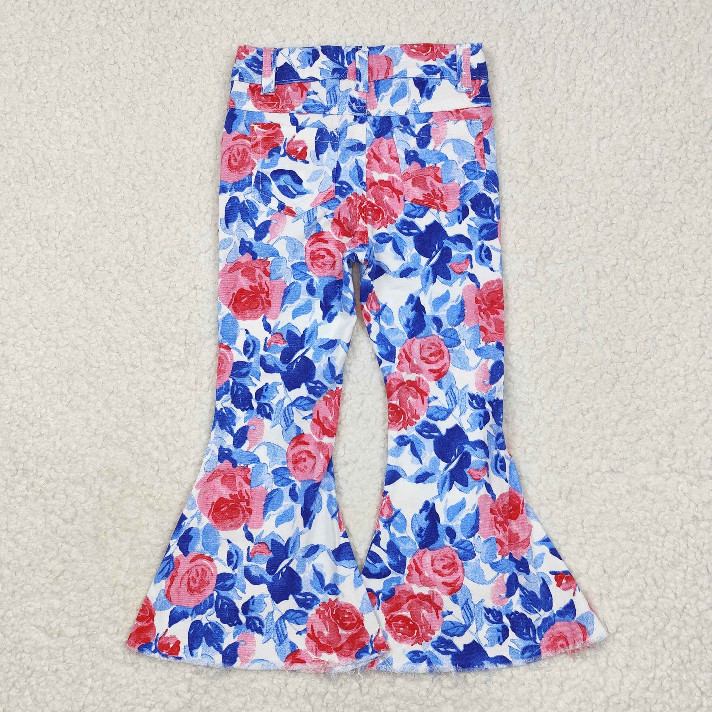 Baby Girl Flower Pink Blue Denim Bell Pants