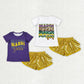 Sibling Baby Girls Short Sleeves Mardi Gras Shirts Ruffle Shorts Sets Clothes RTS
