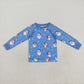 Baby Boy Long Sleeves Santa Christmas Blue Tee Shirt Tops RTS