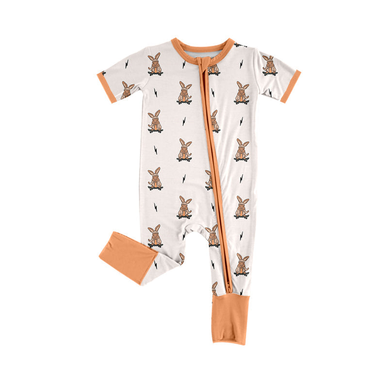 Baby Kids Short Sleeves Easter Rabbit Zipper Romper Moq 5