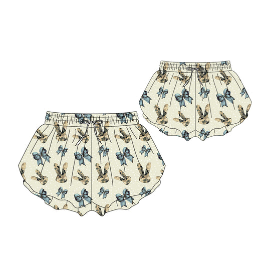 ( Moq 5 Each Style ) Baby Girl Adult Women Rabbits Green Bows Sibling Mommy And Me Family Easter Shorts