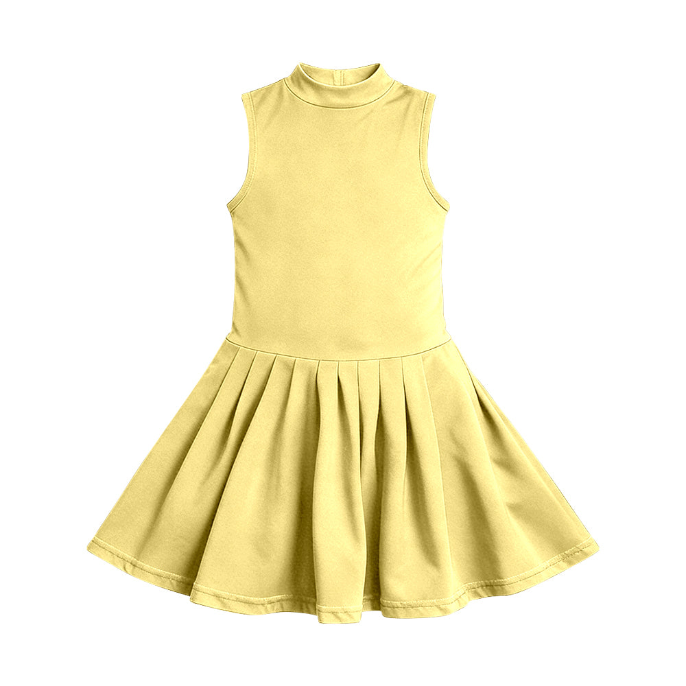 ( Moq 5 ) Preorder Baby Girls Sleeveless Yellow Shorts Knee Length Yoga Active Dress