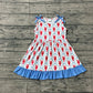 Baby Girls Toddler Sleeveless Crayfish Bows 4th of July Knee Length Dress RTS