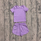 Baby Girls Kids Short Sleeves Shirt Skirt Shorts Yoga Active Set Purple Clothes RTS