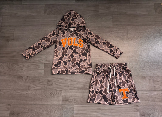 ( No moq ) Preorder Baby Boy Kids Long Sleeves Camo Hoodie Shirt Chicken Shorts Team Set
