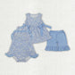 Baby Girl Sleeveless Flower Sibling Blue Sibling Romper Set Clothes RTS