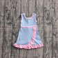 ( No moq ) Preorder Baby Girls Kids Sleeveless Shorts Pink Scallop Blue Dress Yoga Active Clothes