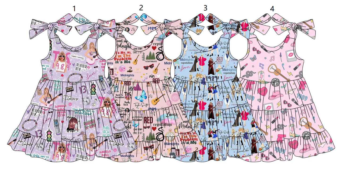 Baby Girl Bows Straps Singer Sibling Dress ( Moq 5 Each Style ) 3.15