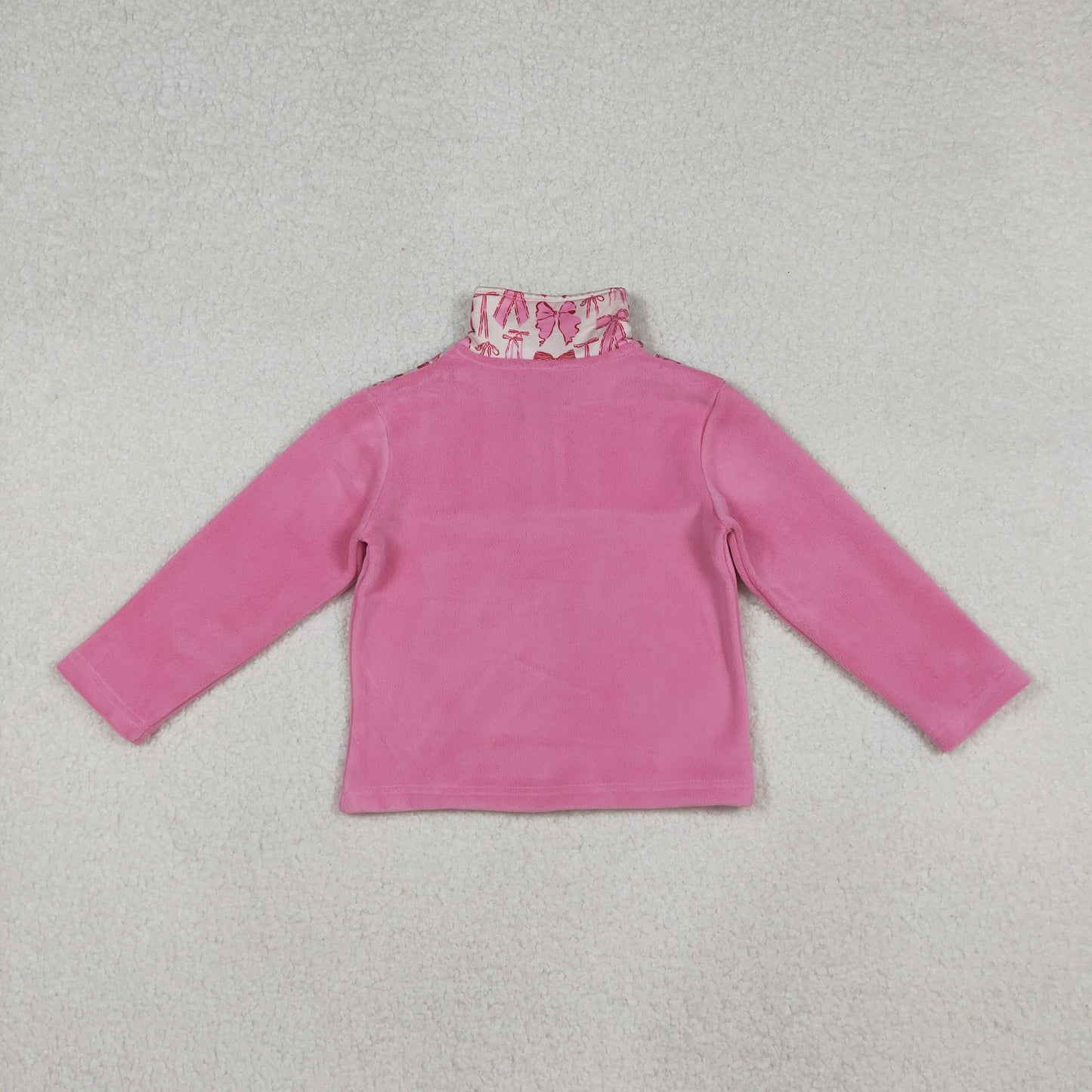 Baby Girl Pink Long Sleeves Bows Zipper Fleece Pullover Shirt RTS