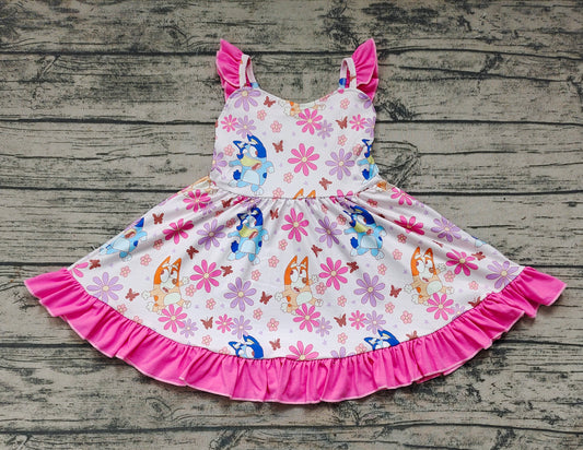 Moq 3 Pre-order GSD0865 Baby Girl Floral Dogs Summer Dress
