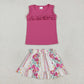 Baby Girl Sleeveless Pink Ruffle Shirt Flower Skirt Clothes Set RTS