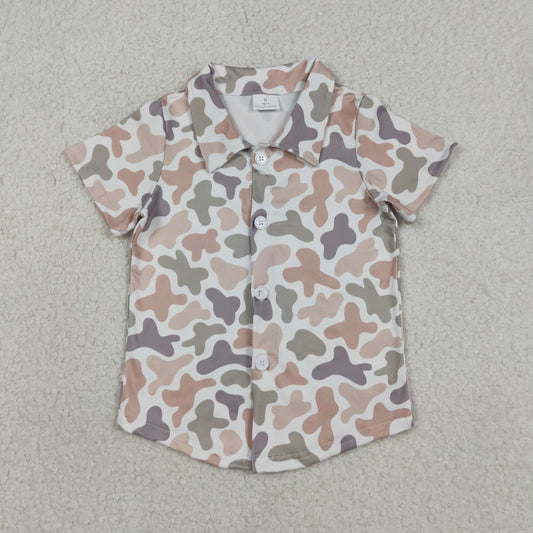 Baby Boys Short Sleeves Buttons Cardigan Camo Shirt RTS