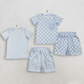 Sibling Baby Boys Girls Short Sleeves Plaid Shirts Shorts Sets Summer Clothes RTS