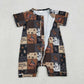 Baby Boys Infant Short Sleeves Rodeo Western Zipper Romper RTS