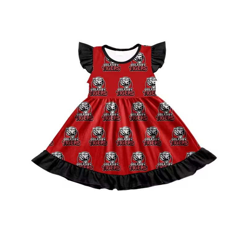 baby girl short sleeves red team dress