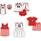 ( Moq 5 ) Baby Girls Kids Sleeveless G Dots Red Bows Team Romper