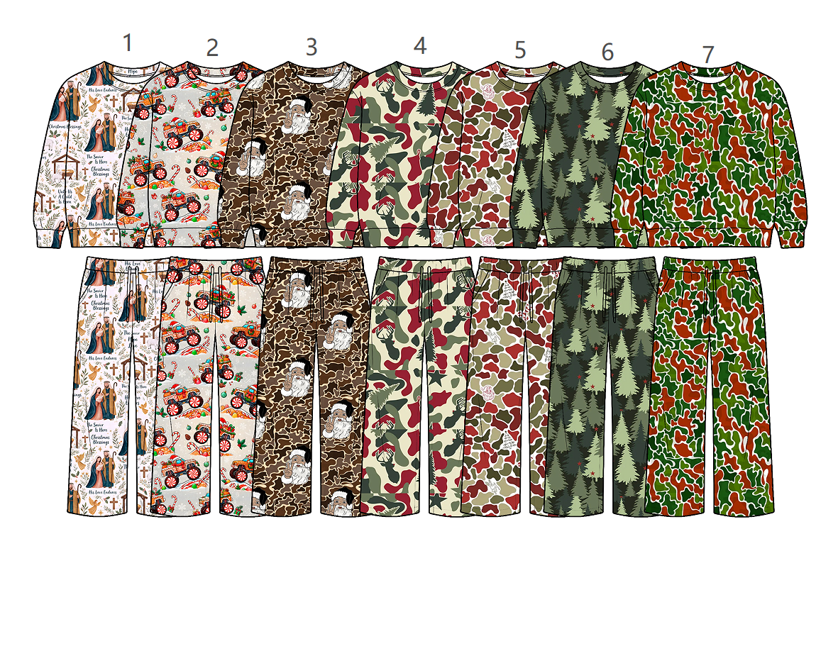 ( Moq 5 Each Style ) Sibling Baby Boys Kids Long Sleeves Christmas Shirts Pockets Pants Sets Clothes
