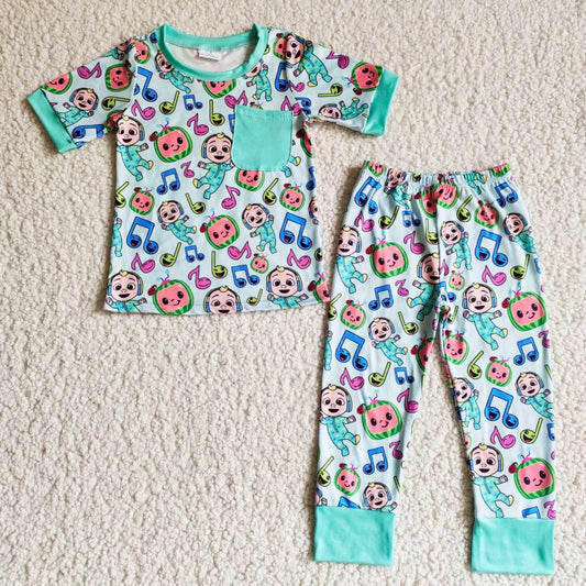 Promotion Baby Boy Blue Pocket Pajamas Outfit