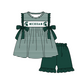 ( Moq 5 ) Baby Girls Toddler Short Sleeves Stripes Green Bows Tunic Shorts Team Set