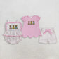 Sibling Baby Girls Kids Embroidery Rabbits Easter Pink Ruffle Romper Set RTS