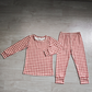 Baby Boys Kids Long Sleeves Brown Plaid Shirt Pants Set Pajamas Clothes RTS