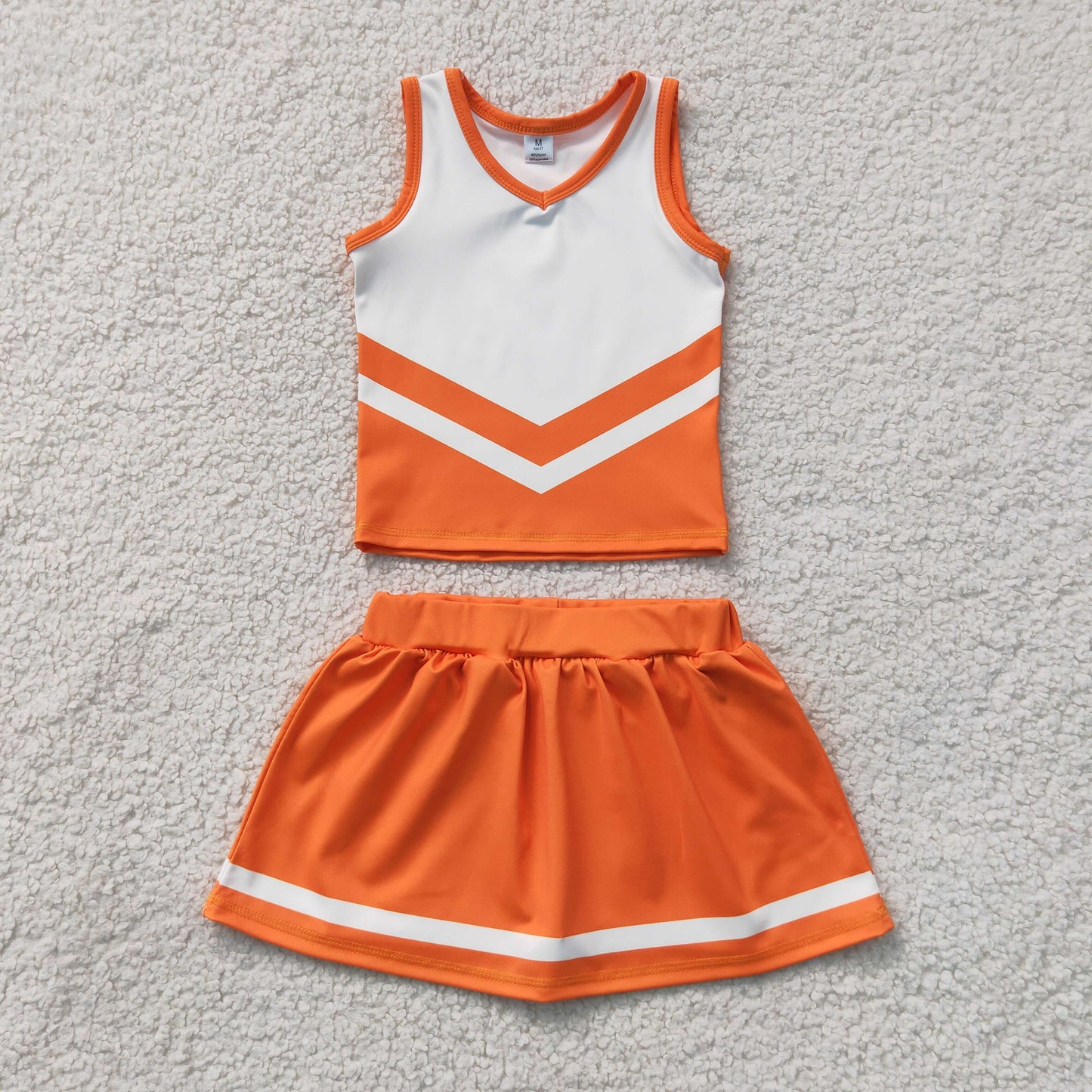 Baby Girls Kids Sleeveless Tops Orange Skirt Shorts Set Yoga Active Team Clothes RTS