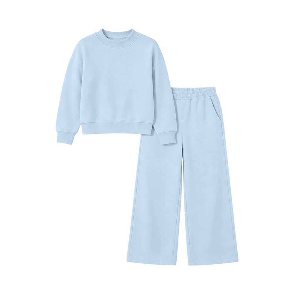 ( Moq 5 ) Preorder Baby Girl Kids Long Sleeves Blue Shirt Pockets Pants Set Pajamas Clothes
