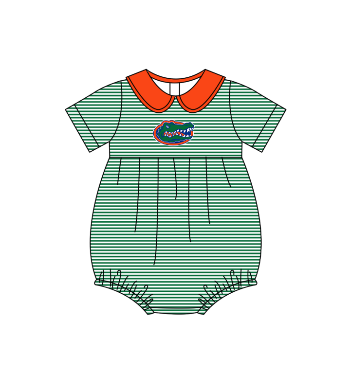 ( Moq 5 Each Style ) Baby Boys Girls Kids Green Stripes Team Sibling Rompers Sets