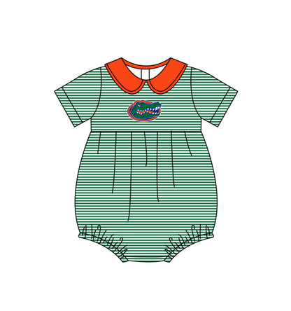 ( Moq 5 Each Style ) Baby Boys Girls Kids Green Stripes Team Sibling Rompers Sets