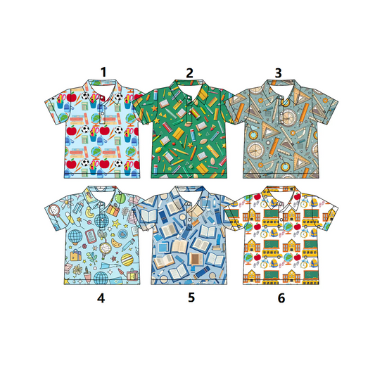 ( Moq 5 Each Style ) Sibling Baby Boys Toddler Short Sleeves Buttons Back to School Shirts Tops
