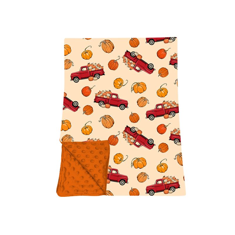 ( Moq 5 ) Preorder Baby Kids Toddler Pumpkins Trucks Fall Orange Blanket