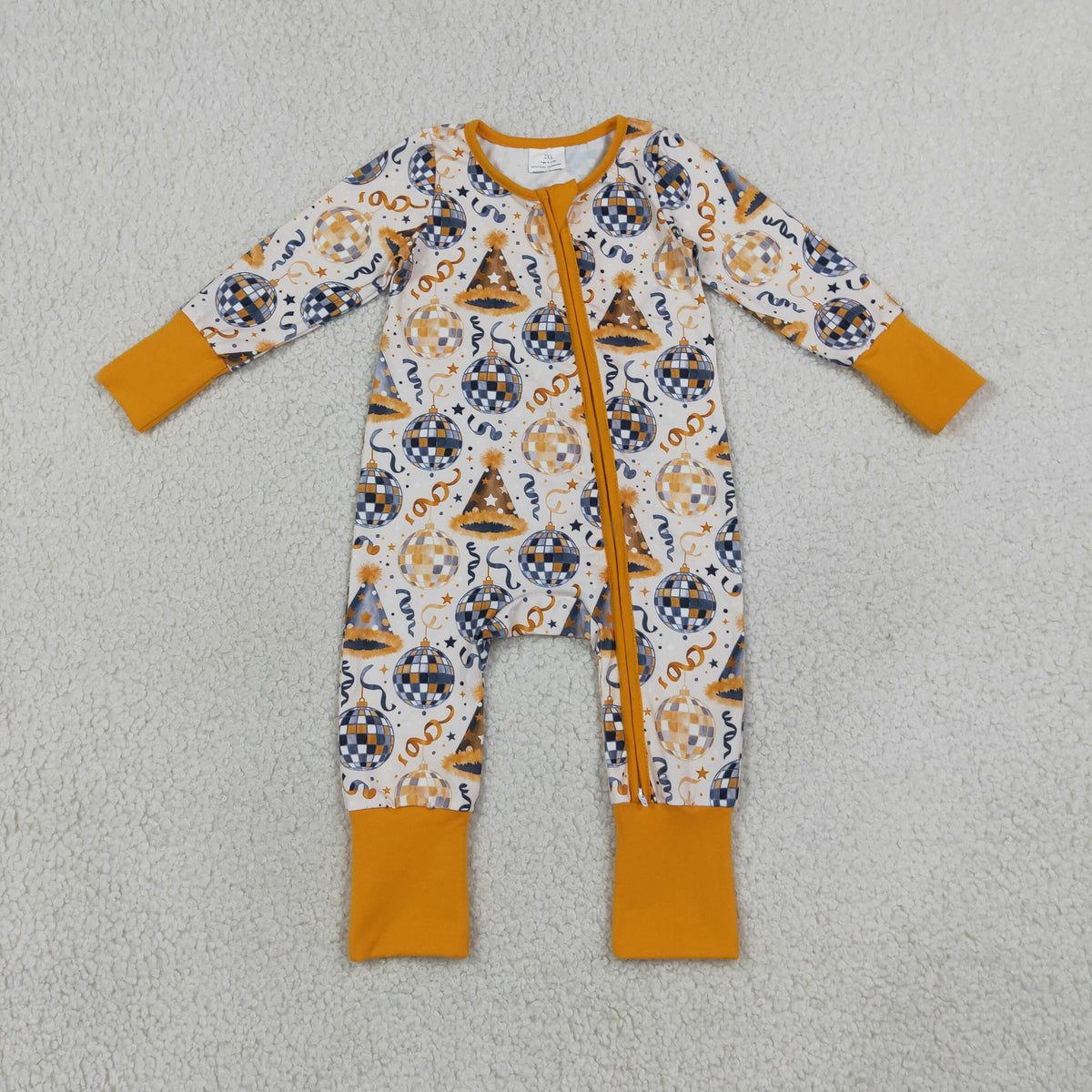 Baby Kids Infant Long Sleeves Happy New Year Zipper Footie Sleeper Romper Clothes RTS