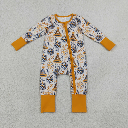 Baby Kids Infant Long Sleeves Happy New Year Zipper Footie Sleeper Romper Clothes RTS