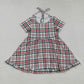 Baby Girl Short Sleeves Red Green Plaid Christmas Knee Length Dress RTS